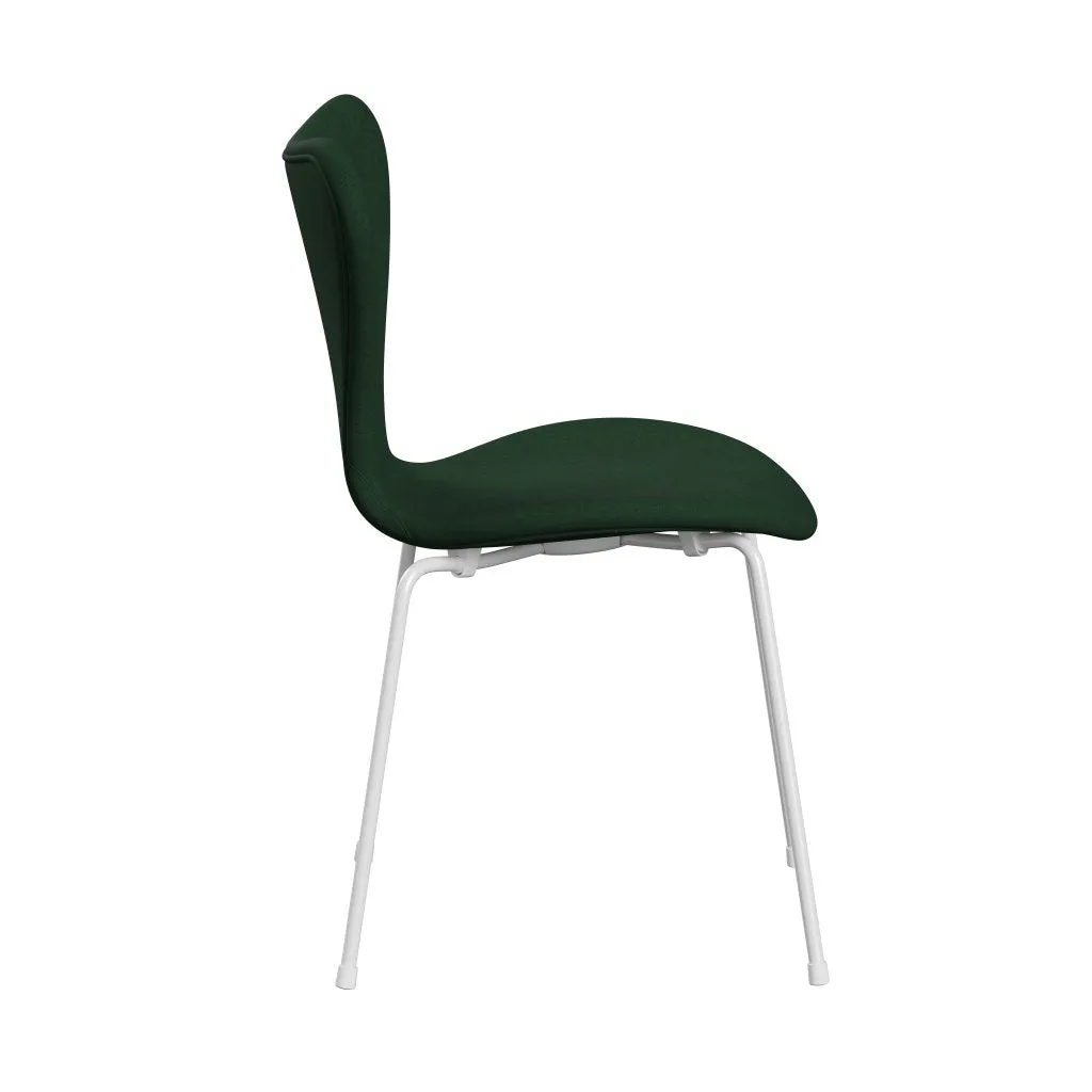 Fritz Hansen Series 7™ Chair Full Upholstery, White/Divina Dark Green (Div876)