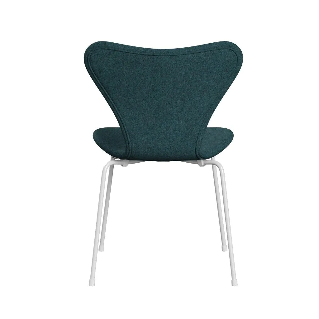 Fritz Hansen Series 7™ Chair Full Upholstery, White/Divina Md Turquoise Dark