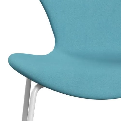 Fritz Hansen Series 7™ Chair Full Upholstery, White/Divina Turquoise Light