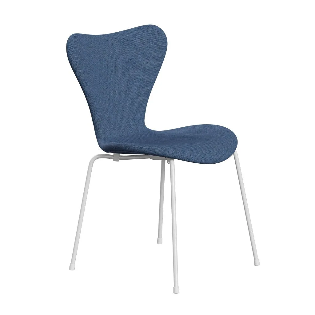Fritz Hansen Series 7™ Chair Full Upholstery, White/Re Wool Blue/Natural