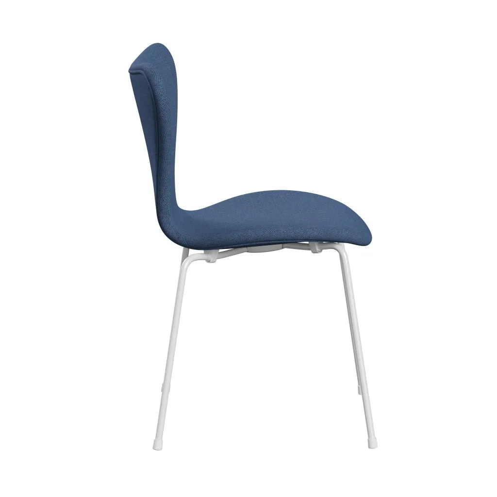 Fritz Hansen Series 7™ Chair Full Upholstery, White/Re Wool Blue/Natural