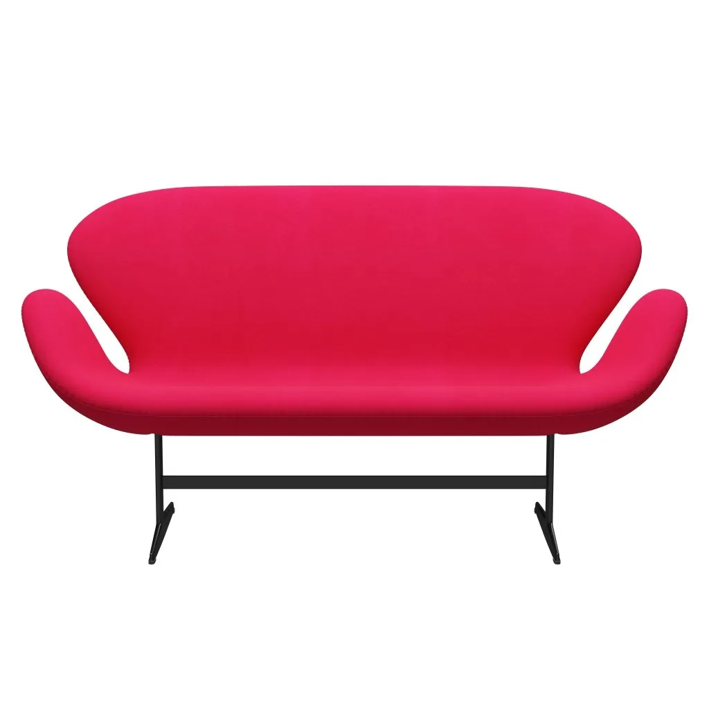 Fritz Hansen Swan™ Sofa 2 Seater, Black Lacquered/Divina Lipstick Pink