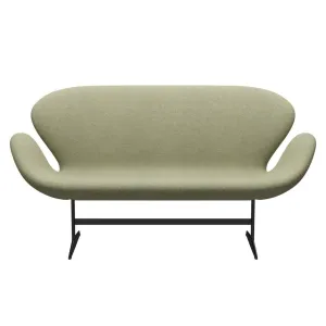 Fritz Hansen Swan™ Sofa 2 Seater, Black Lacquered/Divina Md Soft Green