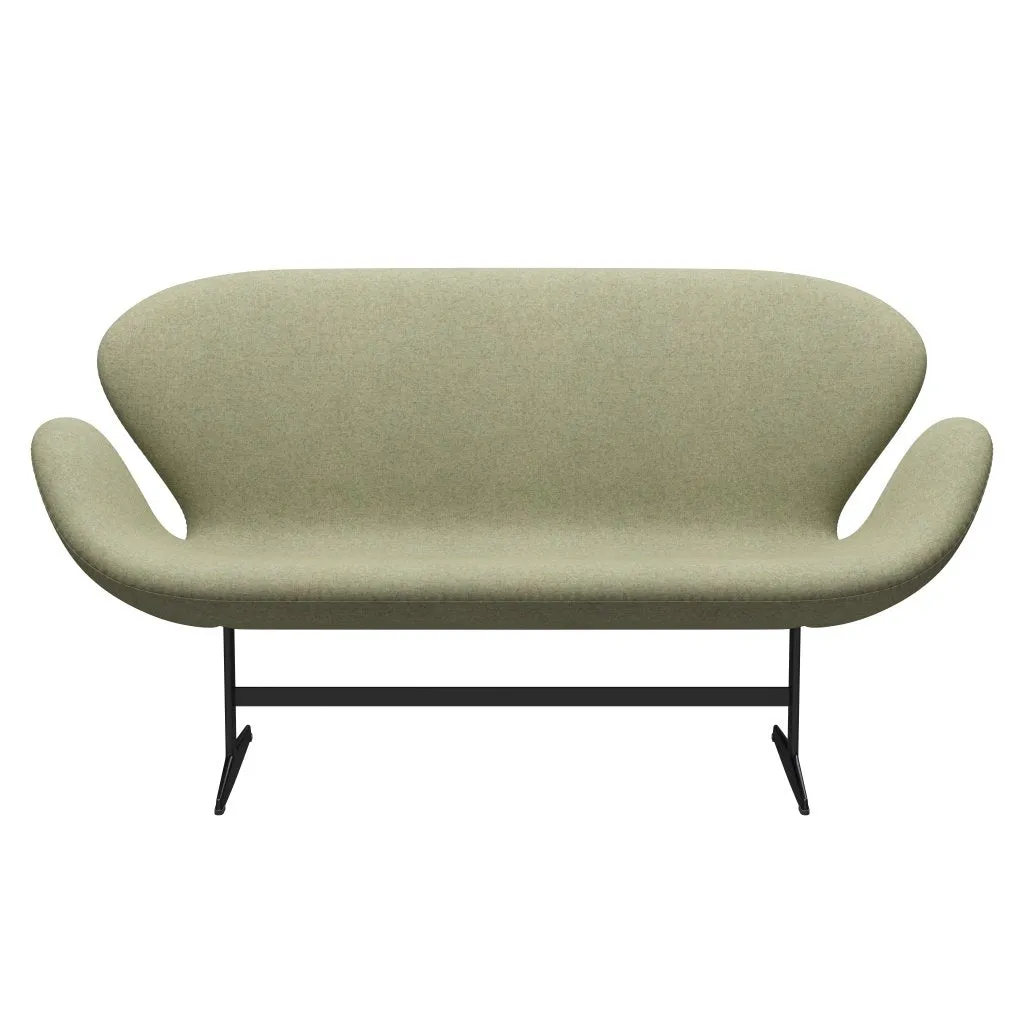 Fritz Hansen Swan™ Sofa 2 Seater, Black Lacquered/Divina Md Soft Green