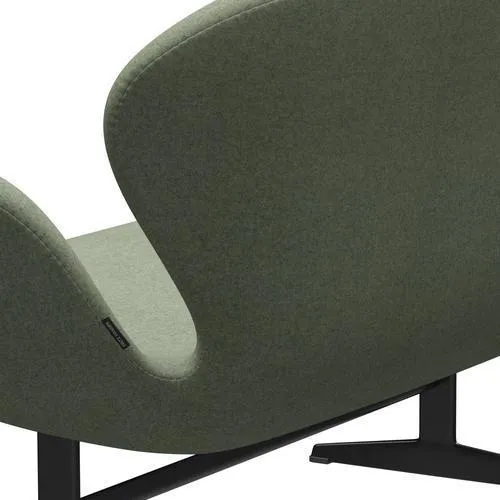 Fritz Hansen Swan™ Sofa 2 Seater, Black Lacquered/Divina Melange Light Green