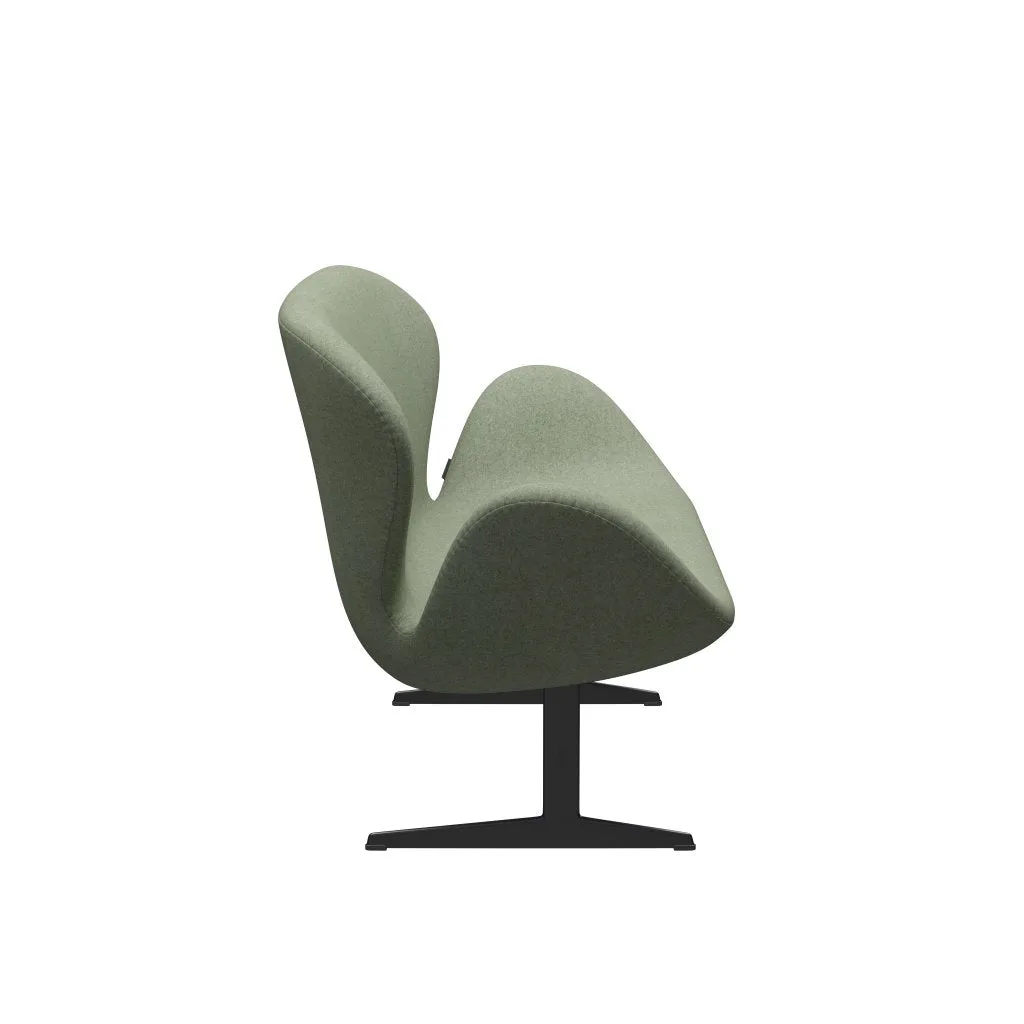 Fritz Hansen Swan™ Sofa 2 Seater, Black Lacquered/Divina Melange Light Green