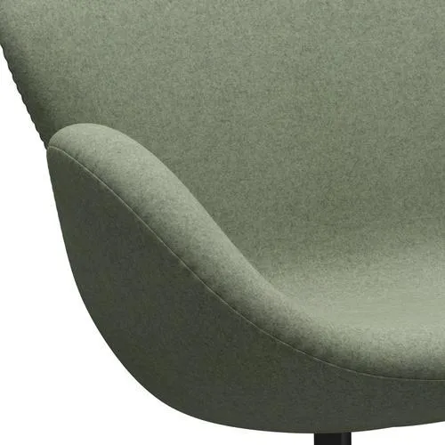 Fritz Hansen Swan™ Sofa 2 Seater, Black Lacquered/Divina Melange Light Green
