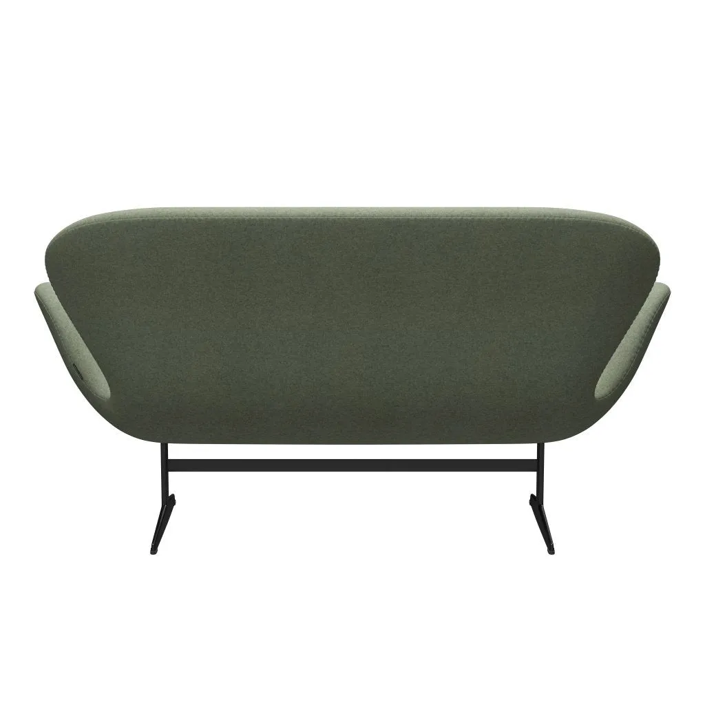 Fritz Hansen Swan™ Sofa 2 Seater, Black Lacquered/Divina Melange Light Green