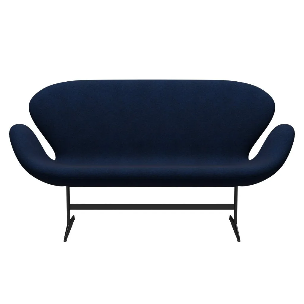 Fritz Hansen Swan™ Sofa 2 Seater, Black Lacquered/Divina Melange Navy Dark