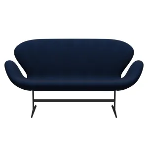 Fritz Hansen Swan™ Sofa 2 Seater, Black Lacquered/Divina Melange Navy Dark