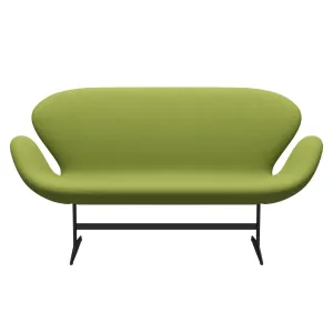 Fritz Hansen Swan™ Sofa 2 Seater, Black Lacquered/Fame Light Grass Green