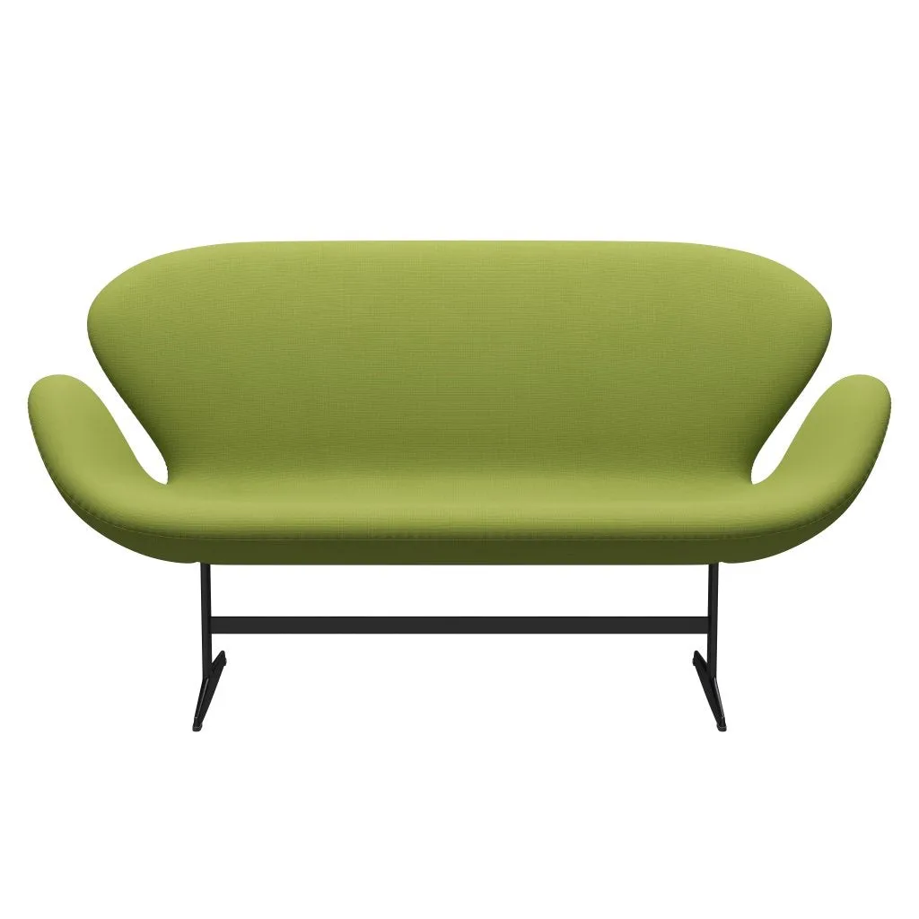 Fritz Hansen Swan™ Sofa 2 Seater, Black Lacquered/Fame Light Grass Green