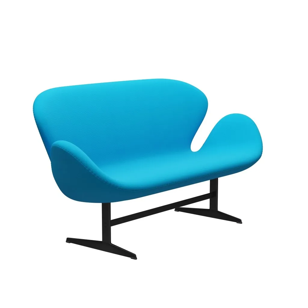 Fritz Hansen Swan™ Sofa 2 Seater, Black Lacquered/Fame Warm Turquoise