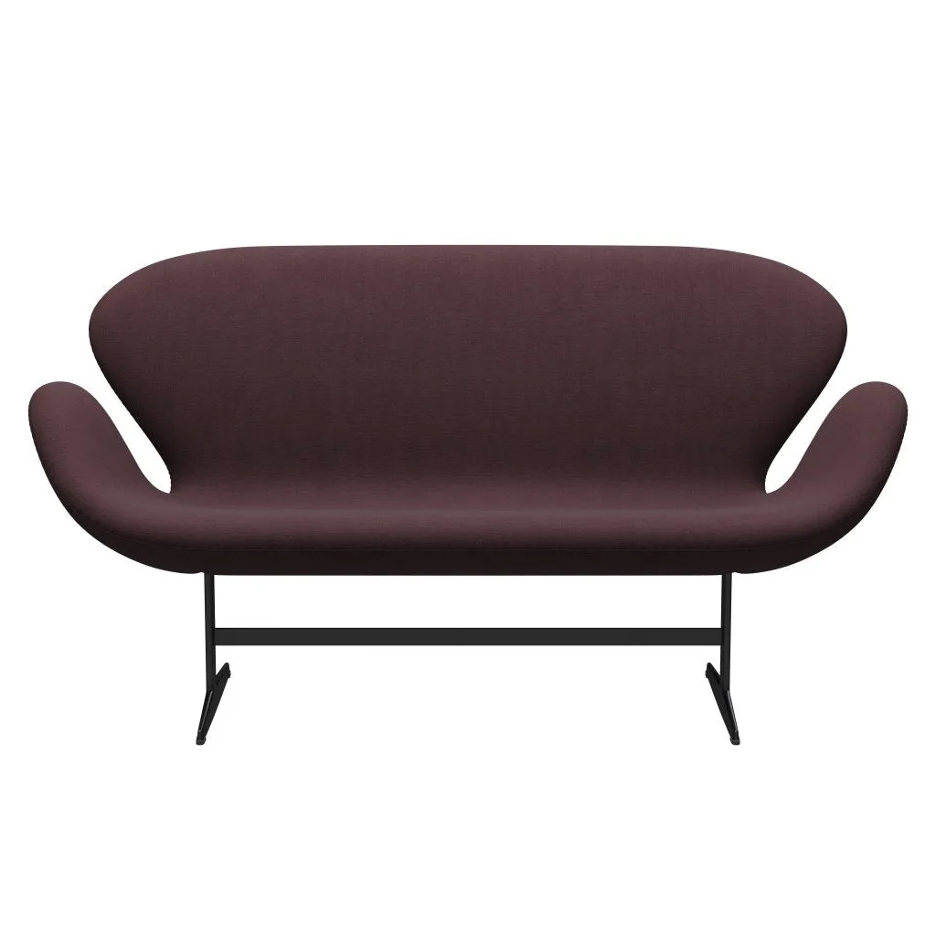 Fritz Hansen Swan™ Sofa 2 Seater, Black Lacquered/Fiord Burgundy
