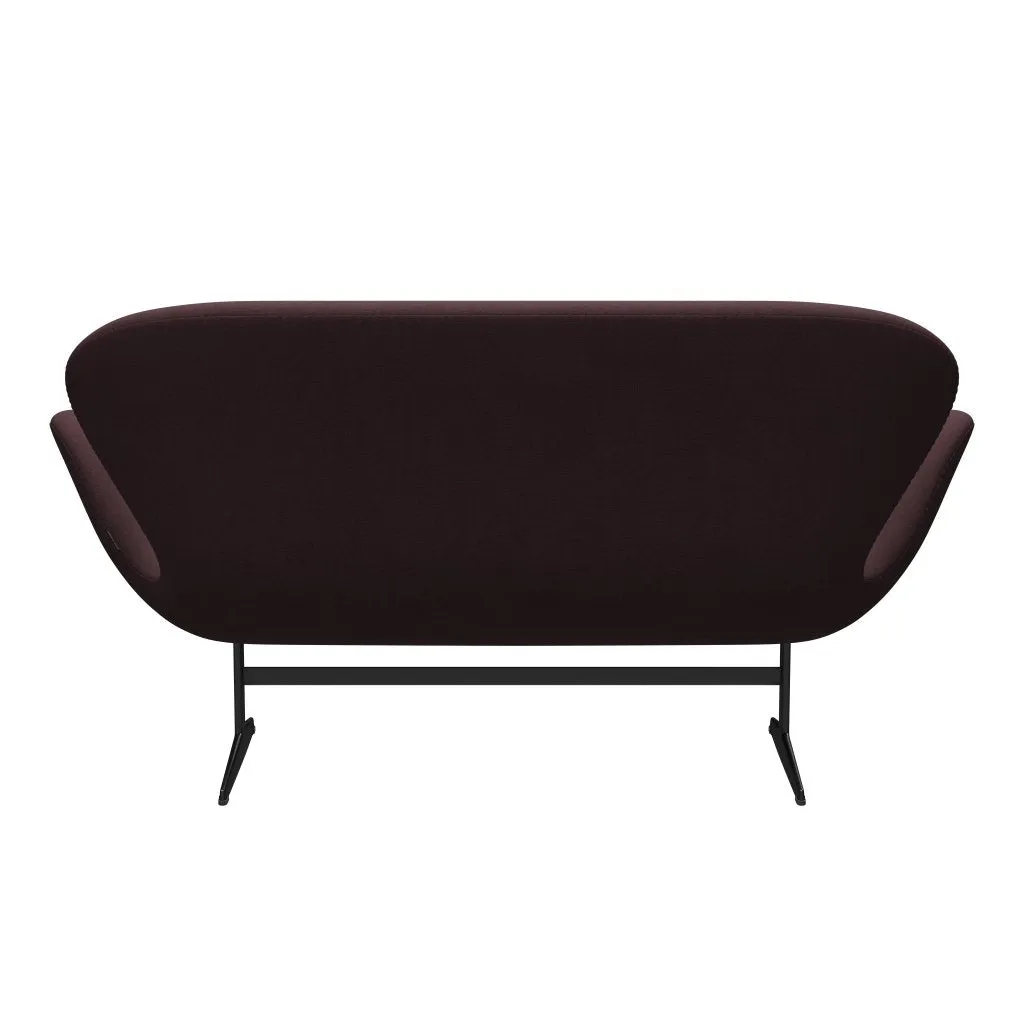 Fritz Hansen Swan™ Sofa 2 Seater, Black Lacquered/Fiord Burgundy