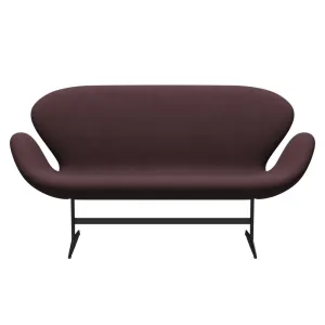 Fritz Hansen Swan™ Sofa 2 Seater, Black Lacquered/Fiord Burgundy