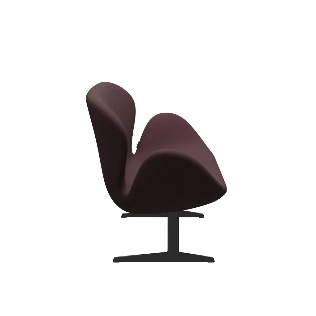 Fritz Hansen Swan™ Sofa 2 Seater, Black Lacquered/Fiord Burgundy