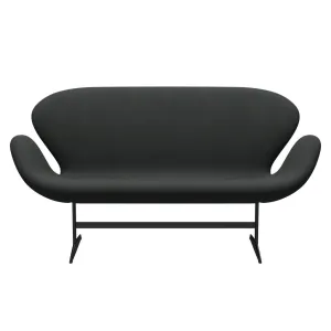 Fritz Hansen Swan™ Sofa 2 Seater, Black Lacquered/Fiord Charcoal Grey