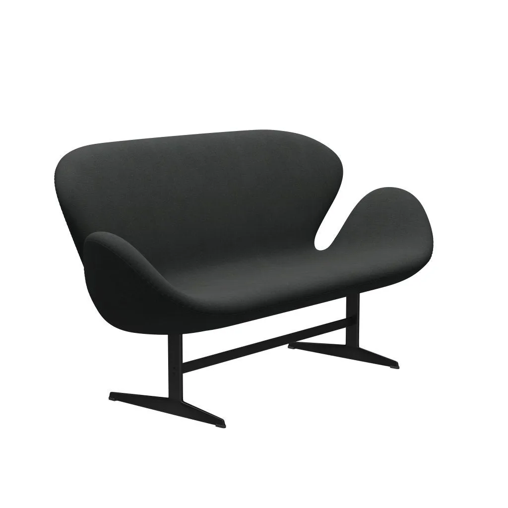Fritz Hansen Swan™ Sofa 2 Seater, Black Lacquered/Fiord Charcoal Grey