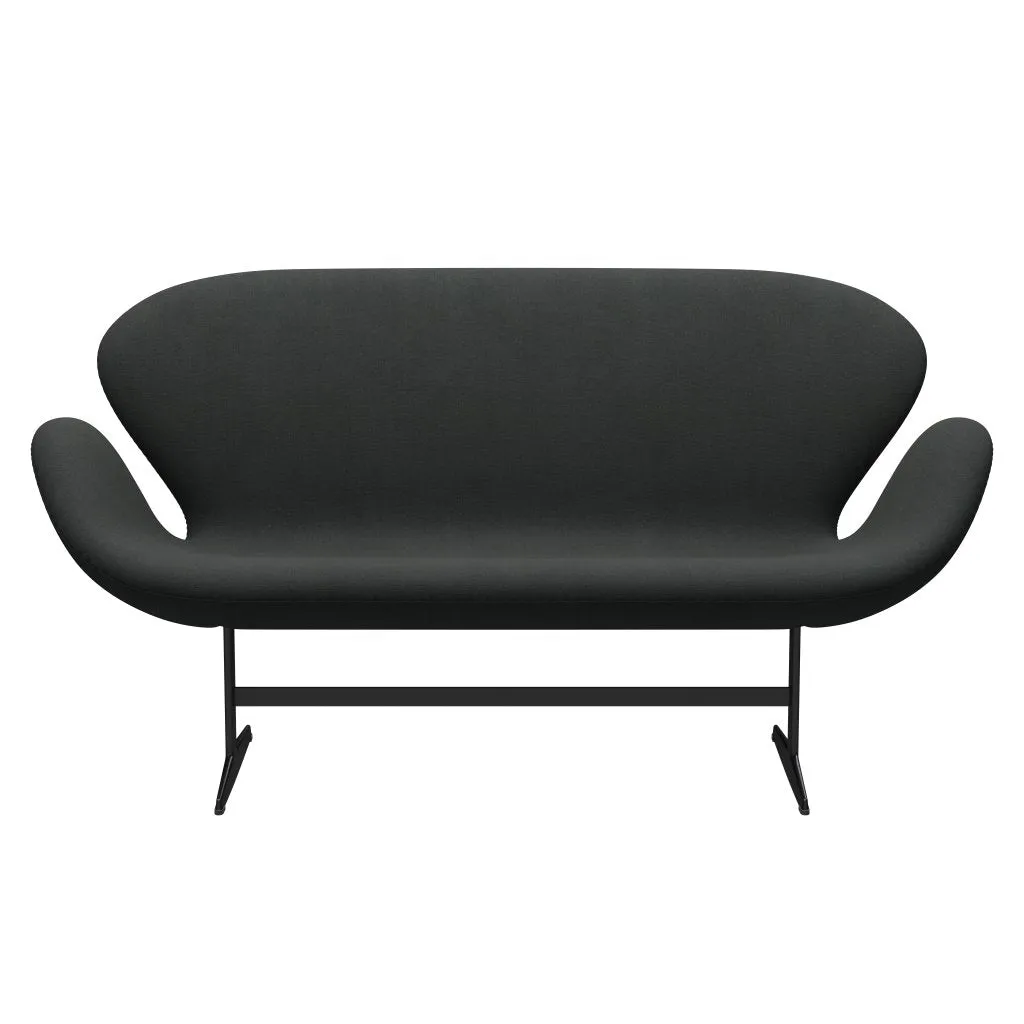 Fritz Hansen Swan™ Sofa 2 Seater, Black Lacquered/Fiord Charcoal Grey