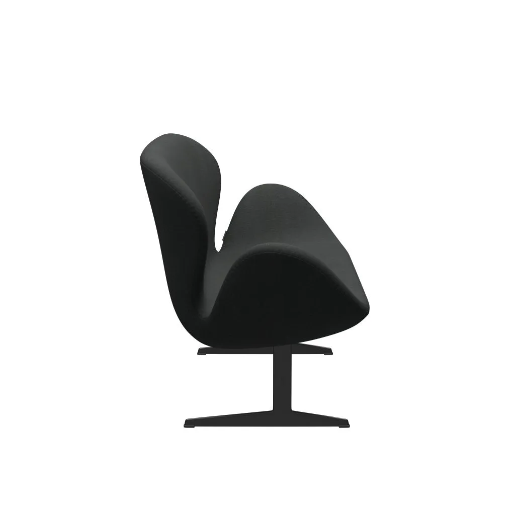 Fritz Hansen Swan™ Sofa 2 Seater, Black Lacquered/Fiord Charcoal Grey