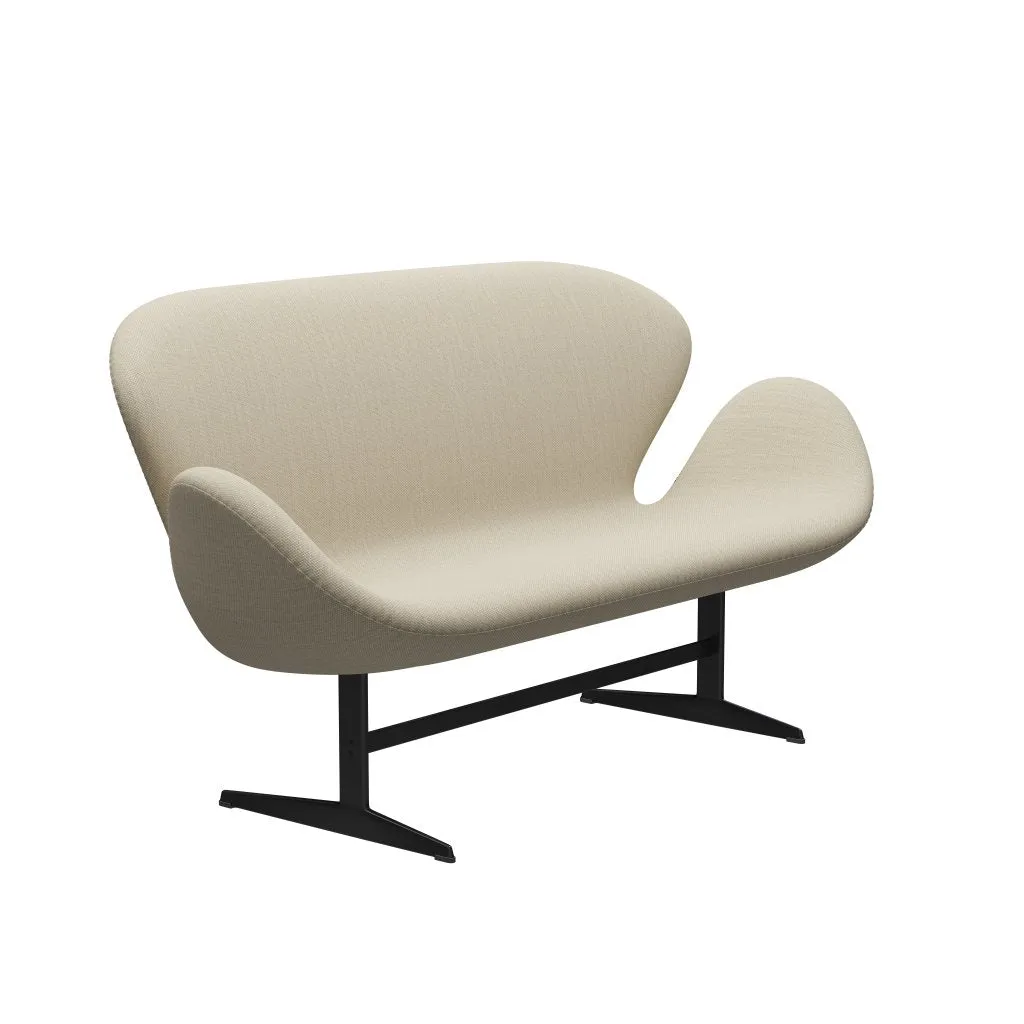 Fritz Hansen Swan™ Sofa 2 Seater, Black Lacquered/Fiord Natural Sand