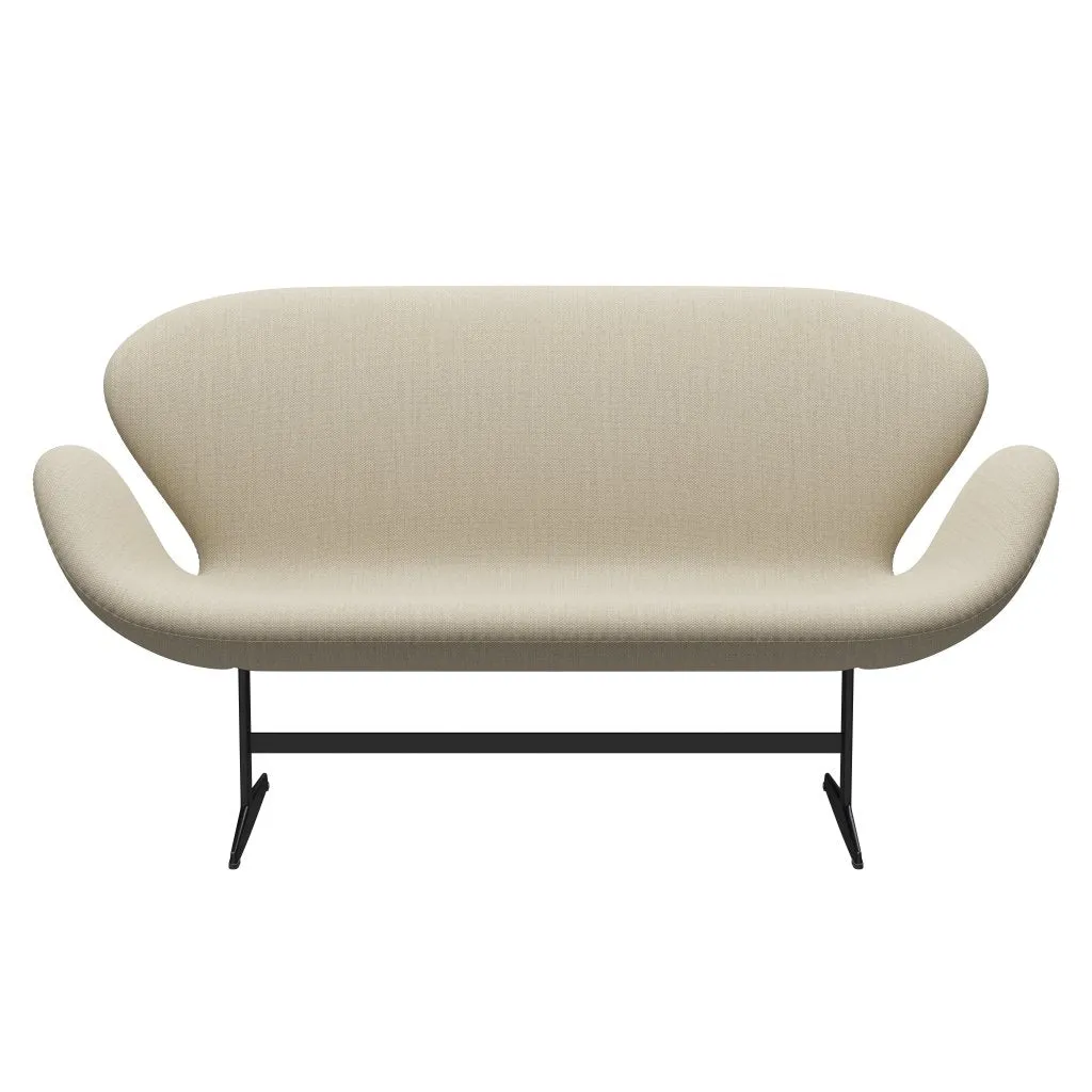 Fritz Hansen Swan™ Sofa 2 Seater, Black Lacquered/Fiord Natural Sand