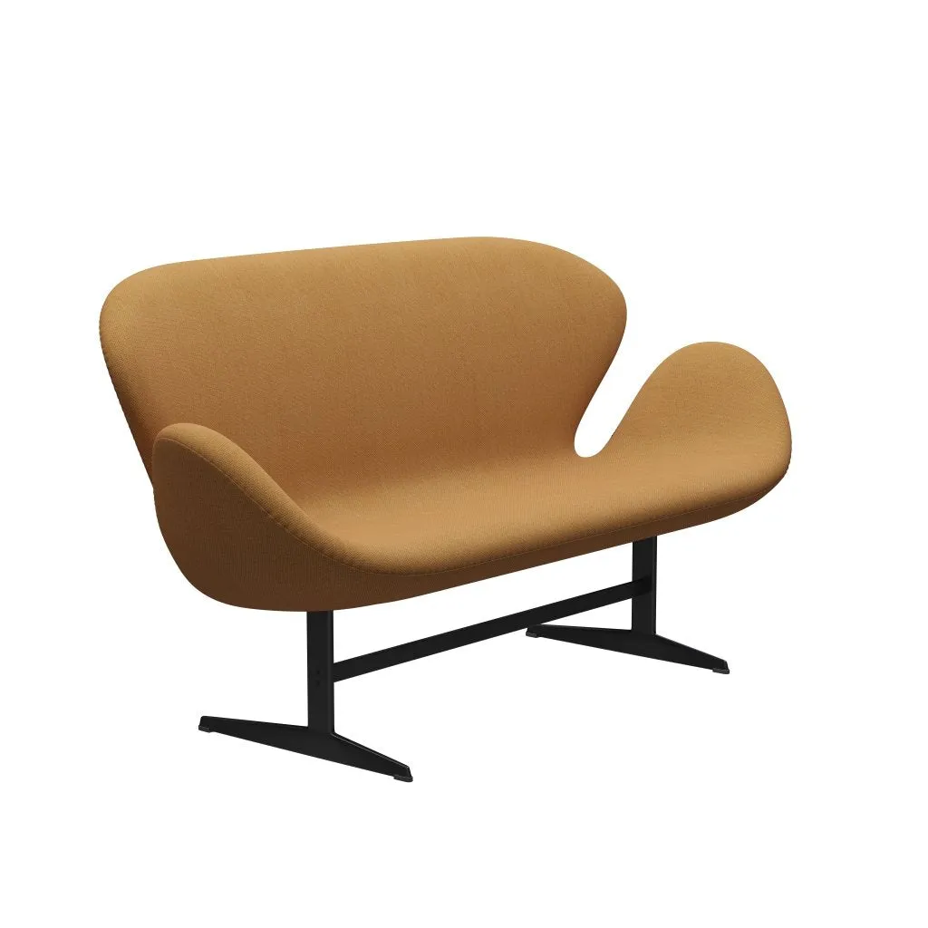 Fritz Hansen Swan™ Sofa 2 Seater, Black Lacquered/Fiord Orange