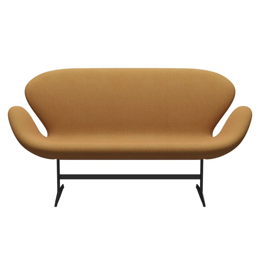 Fritz Hansen Swan™ Sofa 2 Seater, Black Lacquered/Fiord Orange