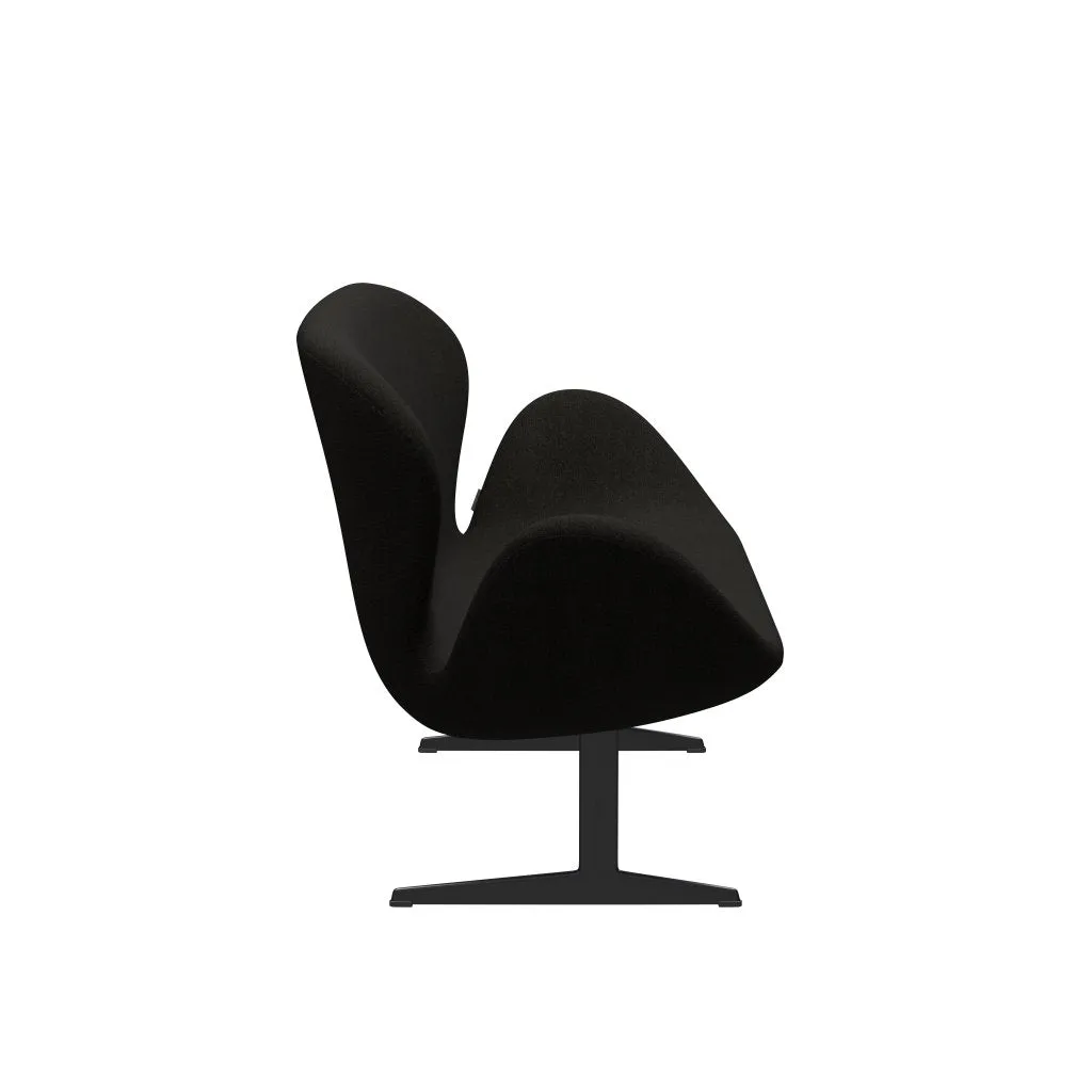 Fritz Hansen Swan™ Sofa 2 Seater, Black Lacquered/Hallingdal Brown/Dark Grey
