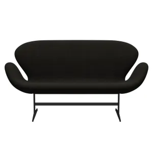 Fritz Hansen Swan™ Sofa 2 Seater, Black Lacquered/Hallingdal Brown/Dark Grey