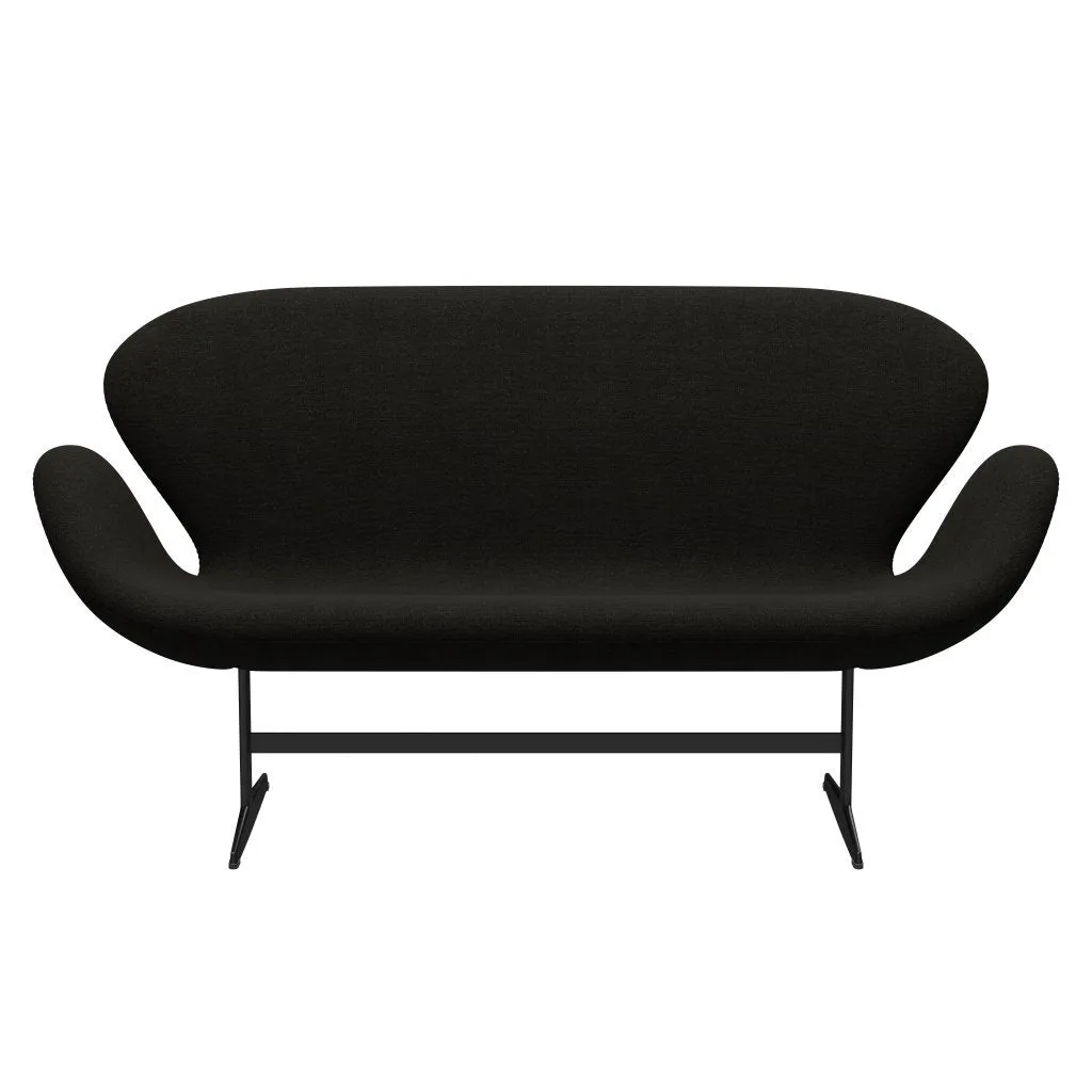 Fritz Hansen Swan™ Sofa 2 Seater, Black Lacquered/Hallingdal Brown/Dark Grey