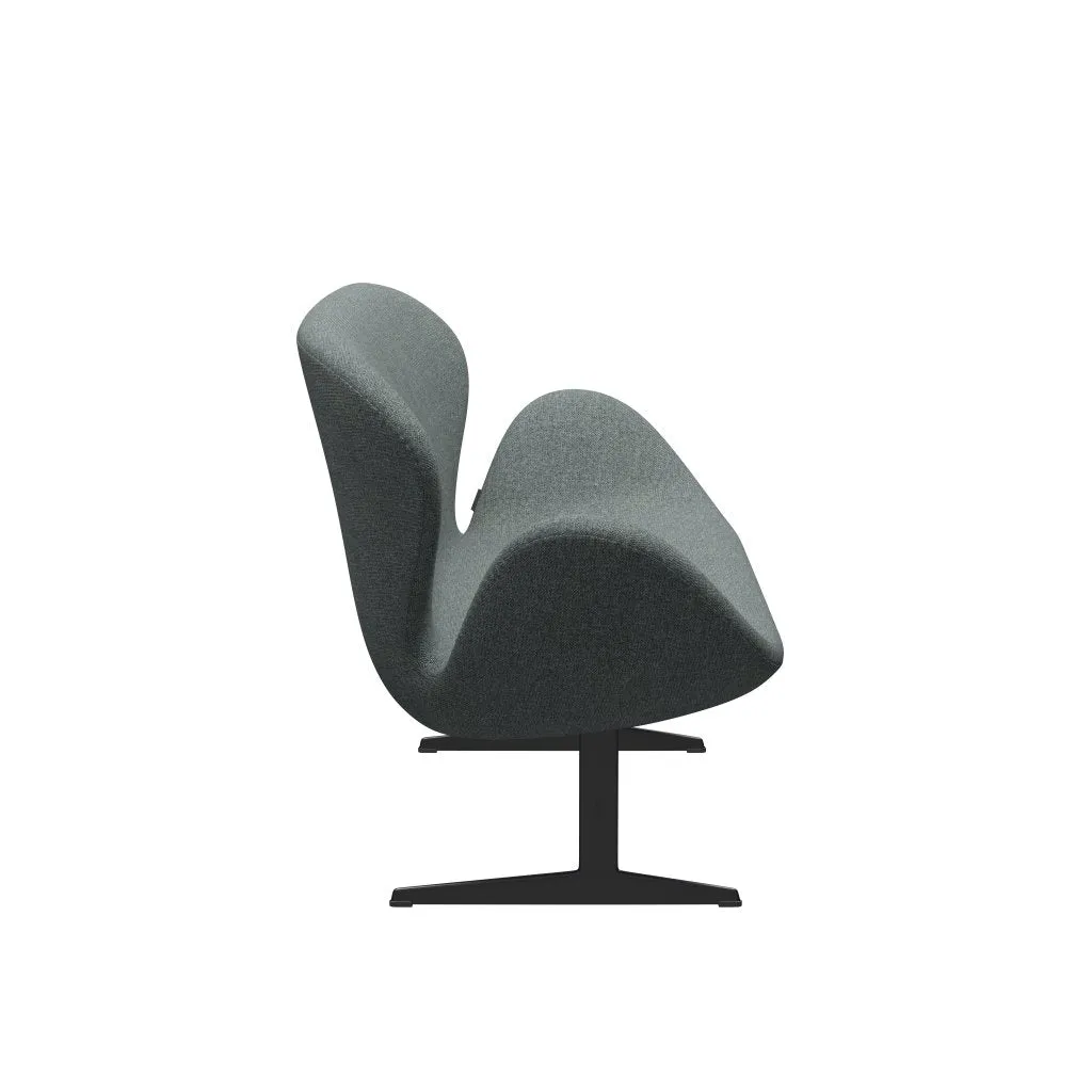 Fritz Hansen Swan™ Sofa 2 Seater, Black Lacquered/Hallingdal Grey