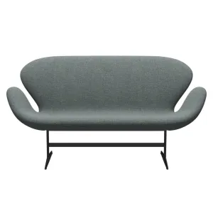 Fritz Hansen Swan™ Sofa 2 Seater, Black Lacquered/Hallingdal Grey