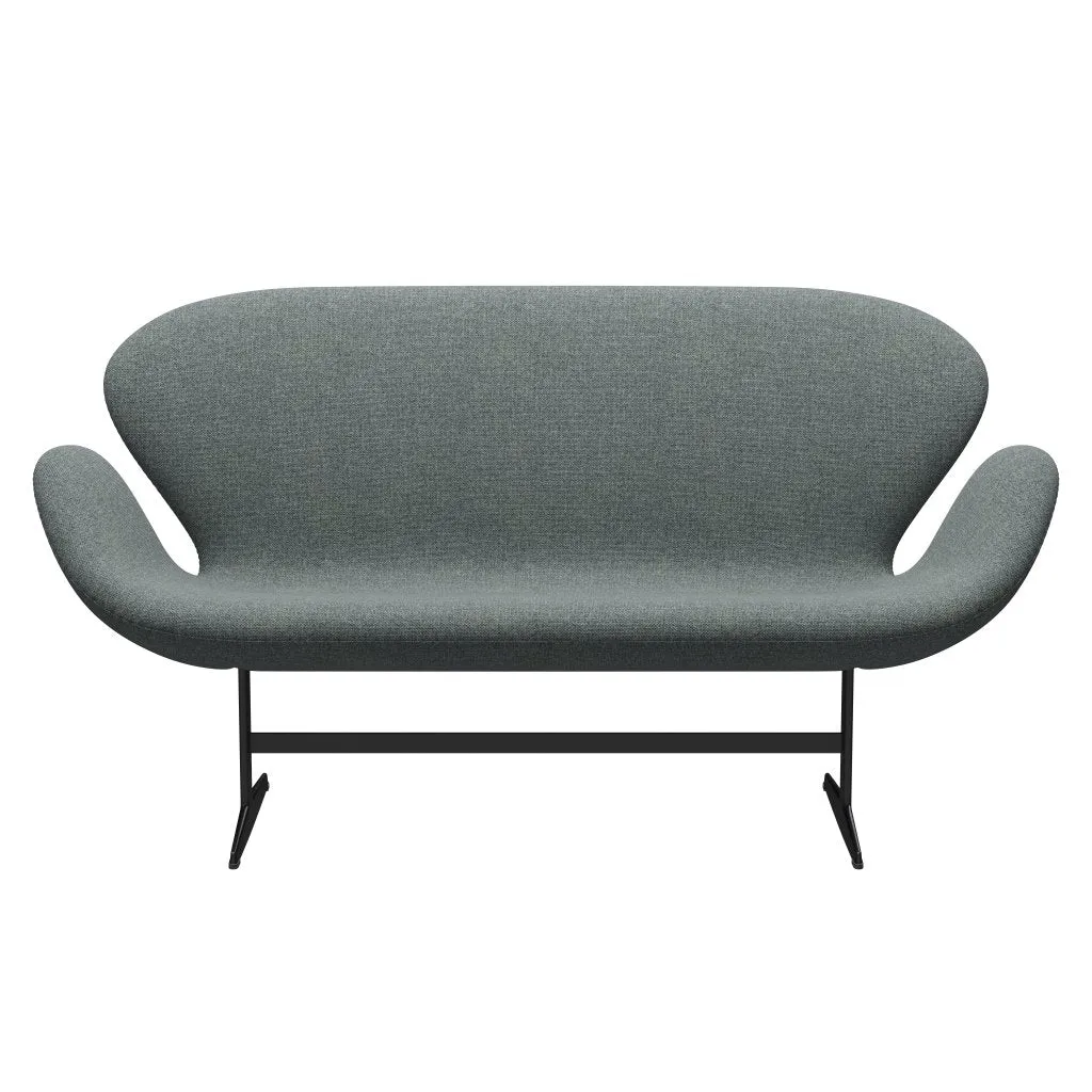 Fritz Hansen Swan™ Sofa 2 Seater, Black Lacquered/Hallingdal Grey