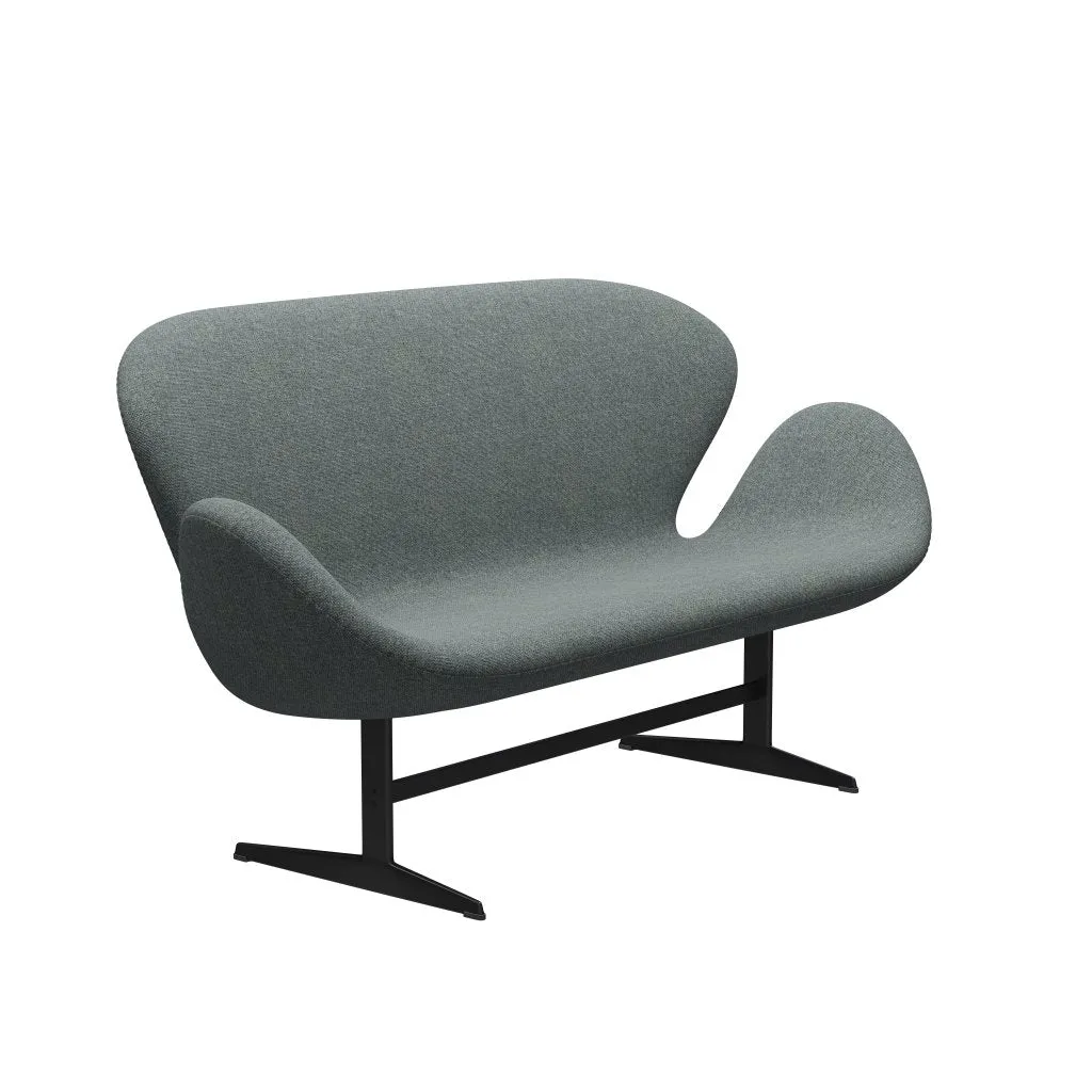 Fritz Hansen Swan™ Sofa 2 Seater, Black Lacquered/Hallingdal Grey