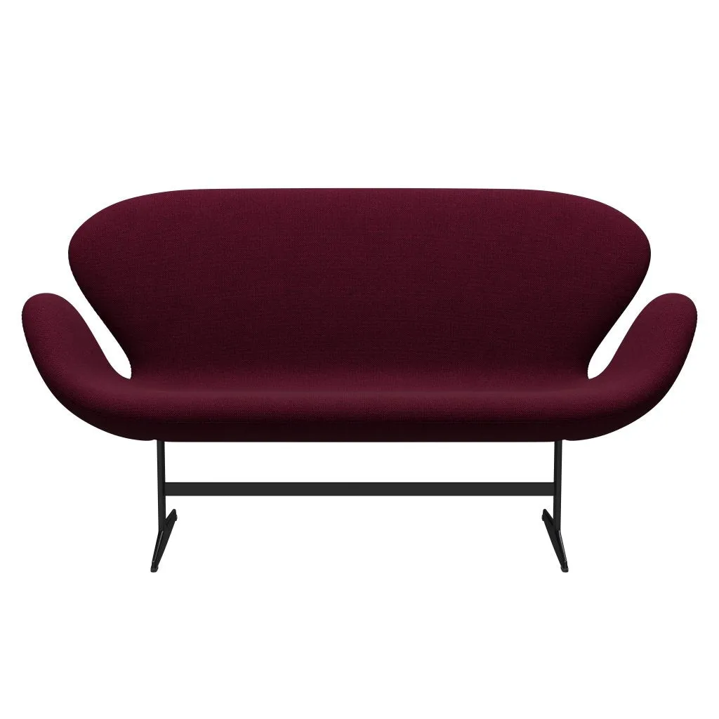Fritz Hansen Swan™ Sofa 2 Seater, Black Lacquered/Hallingdal Wine Red/Violet