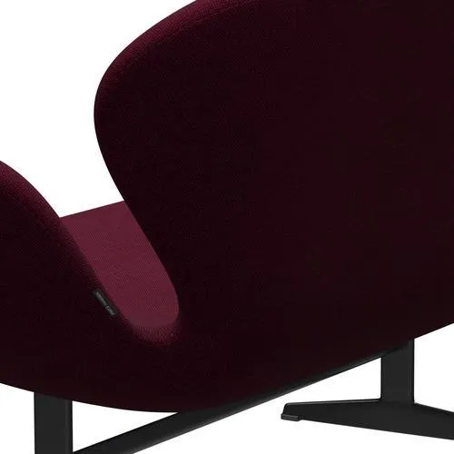 Fritz Hansen Swan™ Sofa 2 Seater, Black Lacquered/Hallingdal Wine Red/Violet