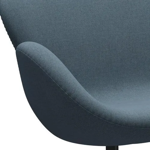 Fritz Hansen Swan™ Sofa 2 Seater, Black Lacquered/Re Wool Natural/Light Blue