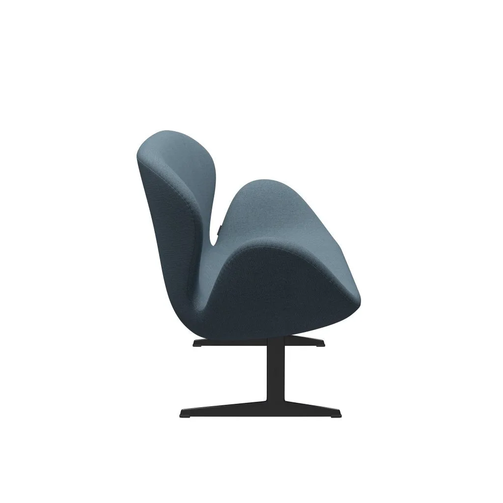 Fritz Hansen Swan™ Sofa 2 Seater, Black Lacquered/Re Wool Natural/Light Blue