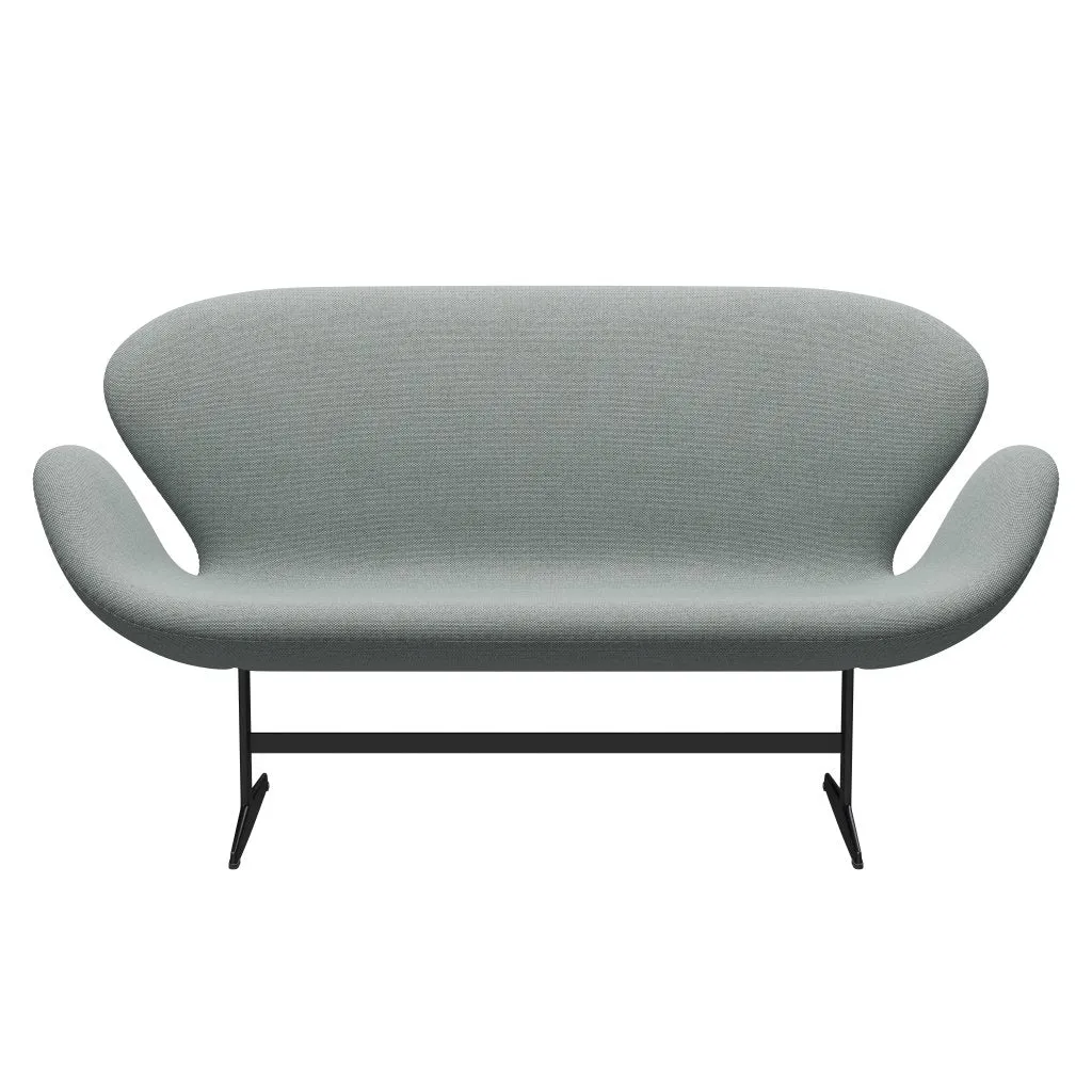 Fritz Hansen Swan™ Sofa 2 Seater, Black Lacquered/Re Wool Pale Aqua