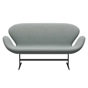 Fritz Hansen Swan™ Sofa 2 Seater, Black Lacquered/Re Wool Pale Aqua