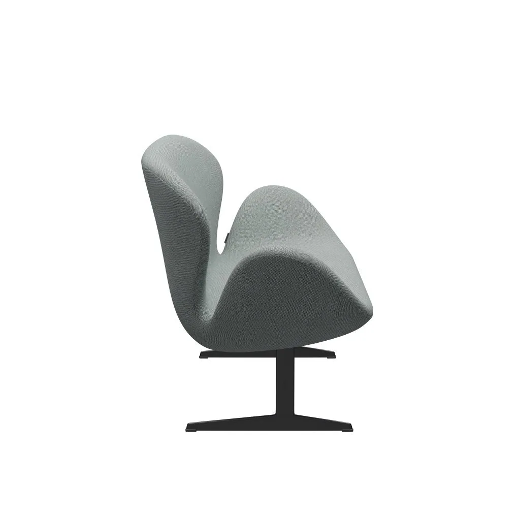 Fritz Hansen Swan™ Sofa 2 Seater, Black Lacquered/Re Wool Pale Aqua