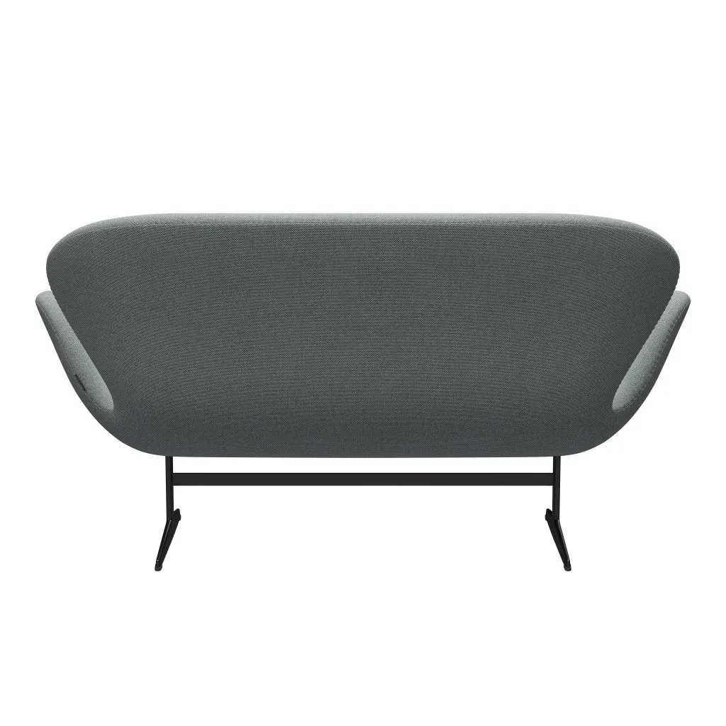 Fritz Hansen Swan™ Sofa 2 Seater, Black Lacquered/Re Wool Pale Aqua