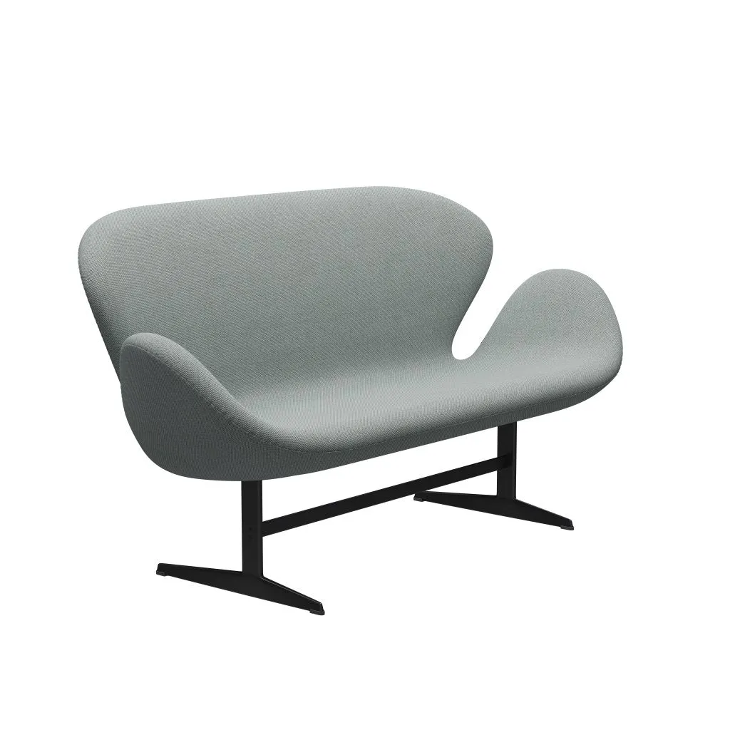 Fritz Hansen Swan™ Sofa 2 Seater, Black Lacquered/Re Wool Pale Aqua