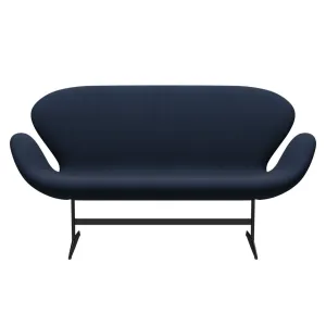 Fritz Hansen Swan™ Sofa 2 Seater, Black Lacquered/Steelcut Ocean Blue Dark