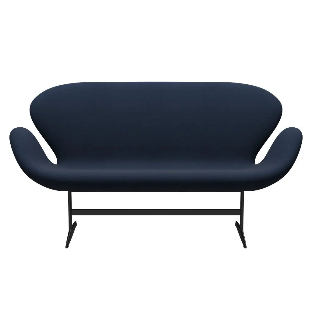Fritz Hansen Swan™ Sofa 2 Seater, Black Lacquered/Steelcut Ocean Blue Dark