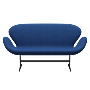 Fritz Hansen Swan™ Sofa 2 Seater, Black Lacquered/Steelcut Trio Cobalt Blue