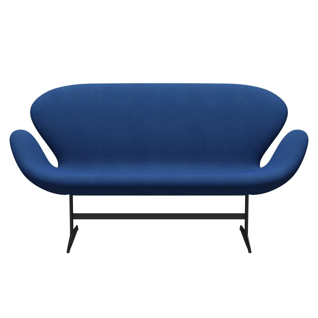 Fritz Hansen Swan™ Sofa 2 Seater, Black Lacquered/Steelcut Trio Cobalt Blue