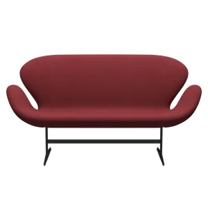 Fritz Hansen Swan™ Sofa 2 Seater, Black Lacquered/Steelcut Trio Dark Red